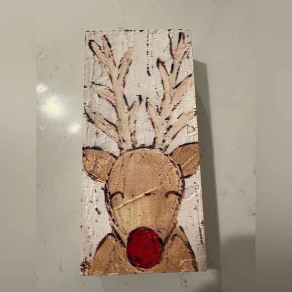 Other - Handcrafted Rudolph Reindeer Canvas Art
